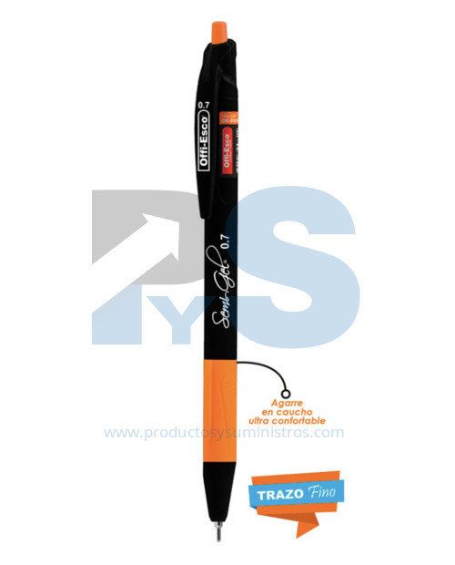 Esfero Semi Gel Retractil Negro Offi-Esco OE-055F x 12 Uds