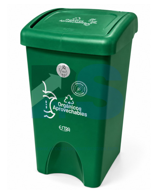 Papelera Vaivén Material Recuperado Verde 35 L Estra