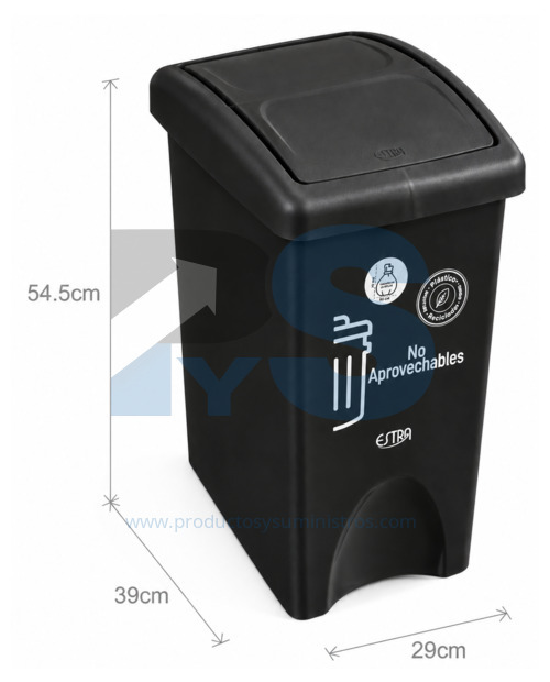 Papelera Vaivén Material Recuperado Negra 35 L Estra 4-1048887