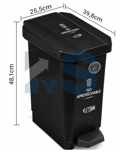 Papelera Pedal Estra 22 Litros Negra 